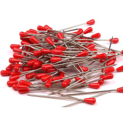 Alfileres de tapicería con cabeza de plástico, largo 60 mm - Rojo (100 Piezas)
