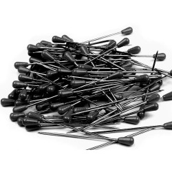 Alfileres de tapicería con cabeza de plástico, largo 60 mm - Negro (100 Piezas)