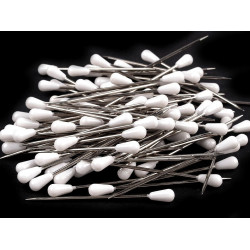 Alfileres de tapicería con cabeza de plástico, largo 60 mm - Blanco (100 Piezas)