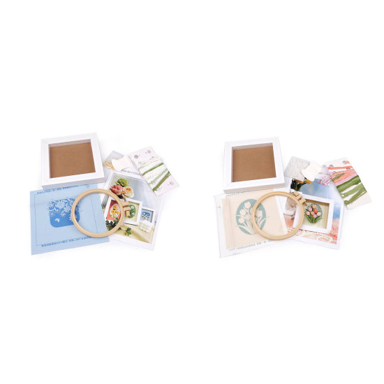 Creative embroidery kit with frame - Ecru light (1 Set) Creative embroidery kit with frame - Ecru light (1 Set)
