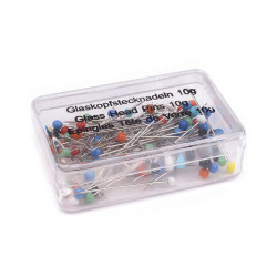 Alfileres con cabeza de vidrio, largo 32 mm - Níquel (1 Caja)