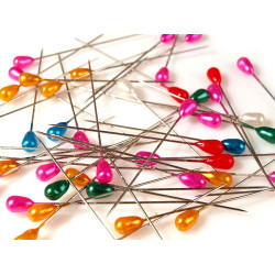 Épingles à coudre décoratives, tête en perle, longueur 55 mm - Mélange de couleurs (1 Boîte)
