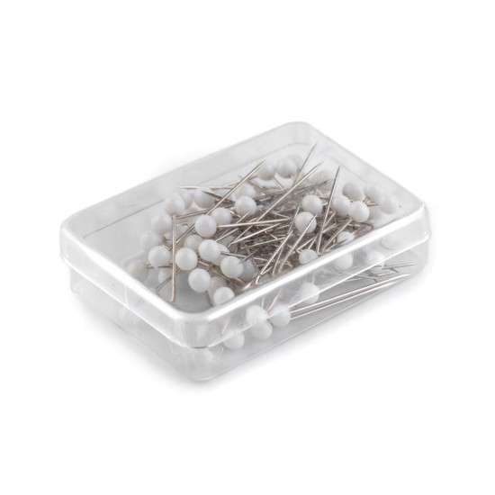 Épingles à coudre à tête de perle, longueur 32 mm, blanches - Nickel (10 Boîtes) Épingles à coudre à tête de perle, longueur 32 mm, blanches - Nickel (10 Boîtes)