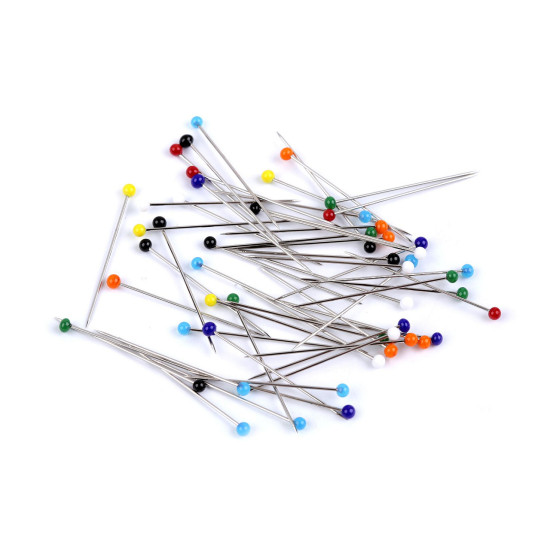 Glass head pins length 31 mm - Mix of colours (40 Boxes)
