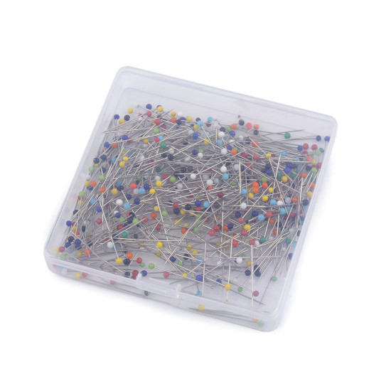 Alfileres con cabeza de vidrio, largo 30 mm - Mezcla (1 Caja) Alfileres con cabeza de vidrio, largo 30 mm - Mezcla (1 Caja)