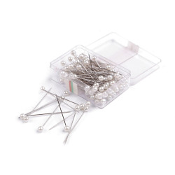 Decorative pins with pearl head, length 40 mm - White (1 Box)
