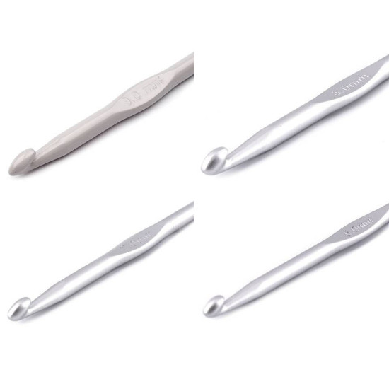 Crochet hook no. 6; 7; 8; 9 - Silver (1 Piece) Crochet hook no. 6; 7; 8; 9 - Silver (1 Piece)