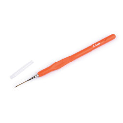 Aguja con mango de silicona y punta dorada para ganchillo, tamaño 0,5; 0,6; 0,8; 1; 1,25 - Naranja (1 Pieza)