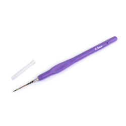 Aguja con mango de silicona y punta dorada para ganchillo, tamaño 0,5; 0,6; 0,8; 1; 1,25 - Violeta (1 Pieza)