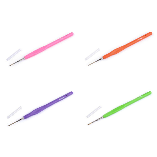Aguja con mango de silicona y punta dorada para ganchillo, tamaño 0,5; 0,6; 0,8; 1; 1,25 - Naranja (1 Pieza) Aguja con mango de silicona y punta dorada para ganchillo, tamaño 0,5; 0,6; 0,8; 1; 1,25 - Naranja (1 Pieza)