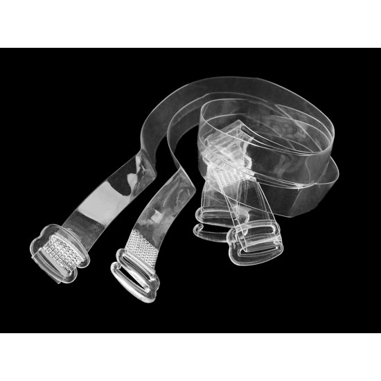 Ramiącza silikonowe do biustonosza, haczyki plastikowe, szer.10 mm - Transparent (1 Para)