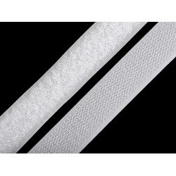 Taśma rzep komplet (haczyk+pętelka) szerokość 20 mm - White (25 Metry)