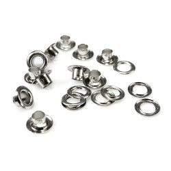Grommet / eyelet with washer inner ø5.5 mm / outer ø10 mm - Nickel (100 Pairs)