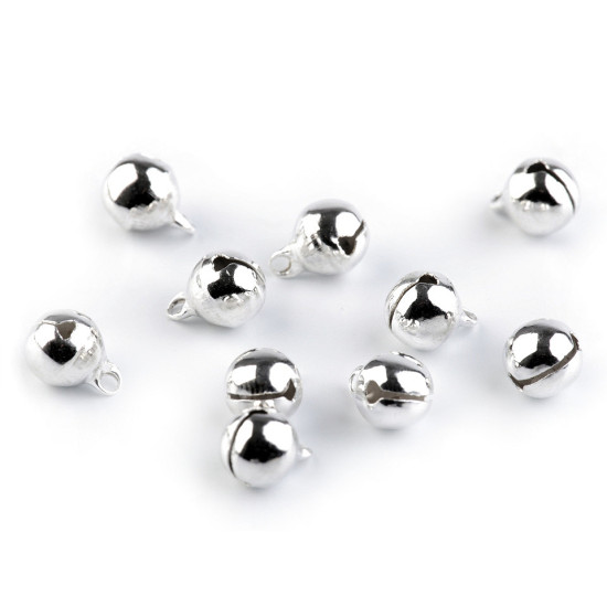 Metal jingle bell ø8 mm - Silver (10 Pieces)