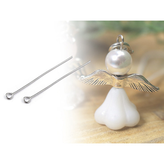 Aste per occhielli, dimensioni: 40 mm - Platino (250 Pezzi) Aste per occhielli, dimensioni: 40 mm - Platino (250 Pezzi)