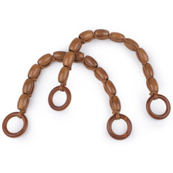 Asa de bolso con cuentas de madera - Marrón claro (2 Piezas)