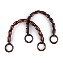 Asa de bolso con cuentas de madera - Marrón oscuro (2 Piezas)