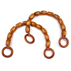 Asa de bolso con cuentas de madera - Marrón natural (2 Piezas)