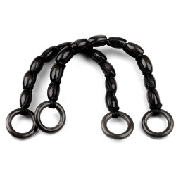 Asa de bolso con cuentas de madera - Negro (2 Piezas)