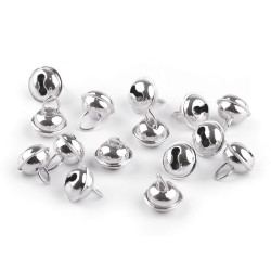 Metal jingle bell ø12 mm with hook - Silver (5 Pieces)