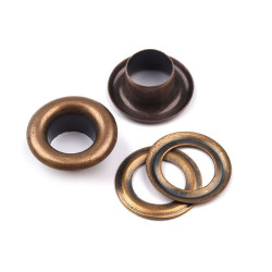 Oczka metalowe wew.ø6 mm / zew.ø11 mm - Stary mosiądz (100 Pary)