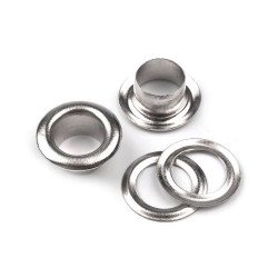 Oczka metalowe wew.ø6 mm / zew.ø11 mm - Nikiel (100 Pary)