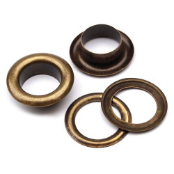 Oczka metalowe wew.ø10 mm / zew.ø16 mm - Stary mosiądz (100 Pary)