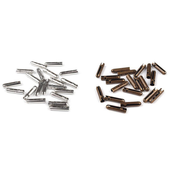 Cappuccio, per cordoncino metallico, dimensioni: ø 3,3 mm - Nichel (5 Pezzi) Cappuccio, per cordoncino metallico, dimensioni: ø 3,3 mm - Nichel (5 Pezzi)