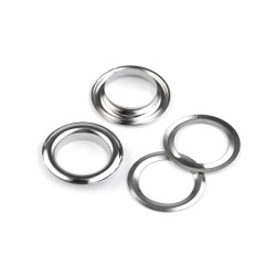 Eyelets with washers for leather inner ø14 mm / outer ø22 mm - Nickel (10 Pairs)
