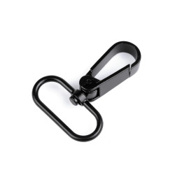 Karabińczyk metalowy z krętlikiem, otwór do przewlekania 32 mm - Czarny lakier (1 Sztuka)