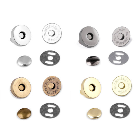 Magnetic snaps / handbag fasteners ø18 mm - Nickel (100 Sets) Magnetic snaps / handbag fasteners ø18 mm - Nickel (100 Sets)