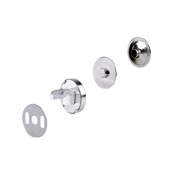 Magnetic snaps / handbag fasteners ø18 mm - Nickel (100 Sets) Magnetic snaps / handbag fasteners ø18 mm - Nickel (100 Sets)