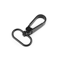 Karabińczyk metalowy z krętlikiem, otwór do przewlekania 25 mm - Czarny lakier (2 Sztuki)