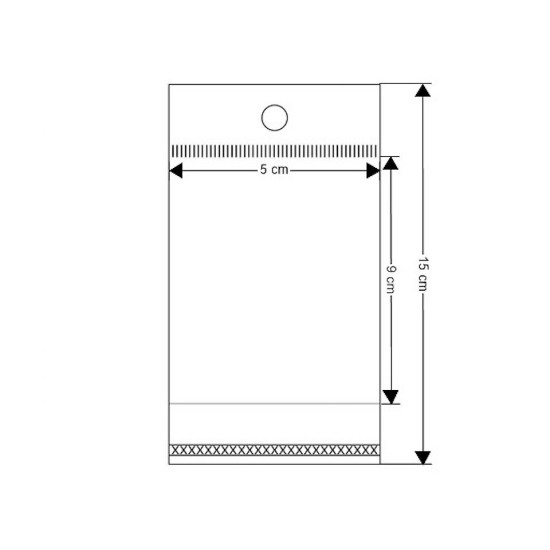 Torebki foliowe z paskiem klejącym i zawieszką 5x9 cm - Transparent (100 Sztuki) Torebki foliowe z paskiem klejącym i zawieszką 5x9 cm - Transparent (100 Sztuki)