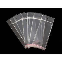 Torebki foliowe z paskiem klejącym i zawieszką 6x10,5 cm - Transparent (100 Sztuki)