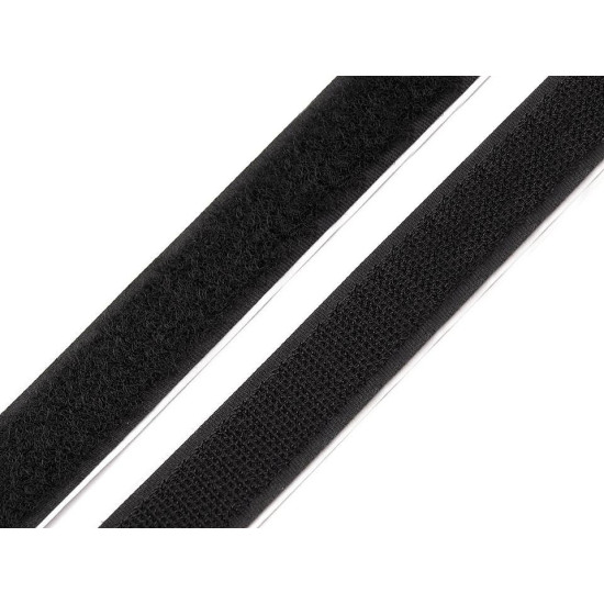Taśma rzep samoprzylepna komplet (haczyk+pętelka) szerokość 20 mm - Czarny (100 Metry) Taśma rzep samoprzylepna komplet (haczyk+pętelka) szerokość 20 mm - Czarny (100 Metry)