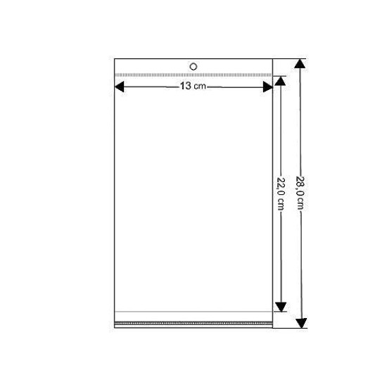 Torebki foliowe z paskiem klejącym i zawieszką 13x22 cm wysoki połysk - Transparent (100 Sztuki) Torebki foliowe z paskiem klejącym i zawieszką 13x22 cm wysoki połysk - Transparent (100 Sztuki)