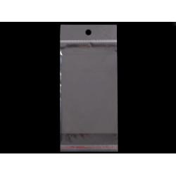 Torebki foliowe z paskiem klejącym i zawieszką 10x22 cm - Transparent (100 Sztuki)