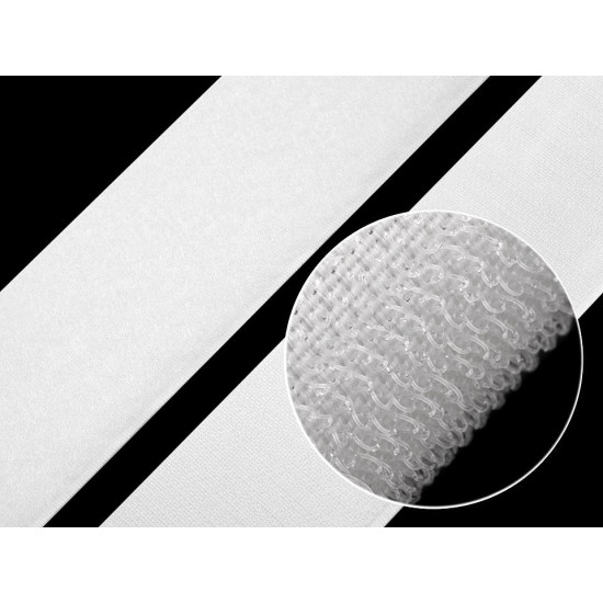 Taśma rzep samoprzylepna komplet (haczyk+pętelka) szerokość 50 mm - White (25 Metry) Taśma rzep samoprzylepna komplet (haczyk+pętelka) szerokość 50 mm - White (25 Metry)