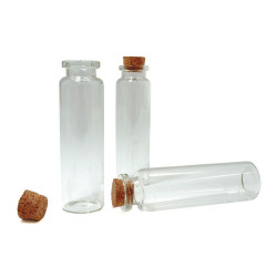 Buteleczka szklana z korkiem 20x75 mm - Transparent (20 Fiolki)