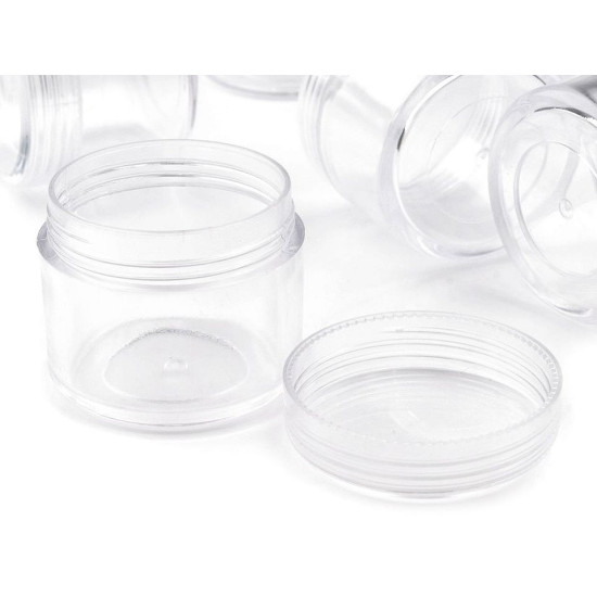 Barattolino in plastica trasparente, dimensioni: 3,2 x 3,8 cm con coperchio a vite - Trasparente (120 Pezzi) Barattolino in plastica trasparente, dimensioni: 3,2 x 3,8 cm con coperchio a vite - Trasparente (120 Pezzi)