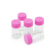Buteleczka szklana 20x40 mm z plastikową nakrętką - Różowy (100 Fiolki) Buteleczka szklana 20x40 mm z plastikową nakrętką - Różowy (100 Fiolki)