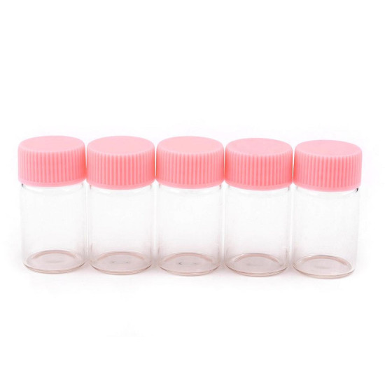 Buteleczka szklana 20x40 mm z plastikową nakrętką - Różowy (100 Fiolki) Buteleczka szklana 20x40 mm z plastikową nakrętką - Różowy (100 Fiolki)