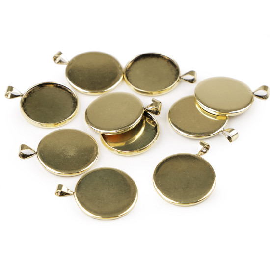 Anhänger mit fassung ø20 mm glatt, rohling - Silber hell (1 Stück) Anhänger mit fassung ø20 mm glatt, rohling - Silber hell (1 Stück)