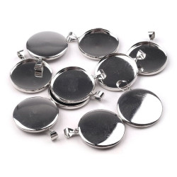 Anhänger mit fassung ø20 mm glatt, rohling - Silber hell (1 Stück)