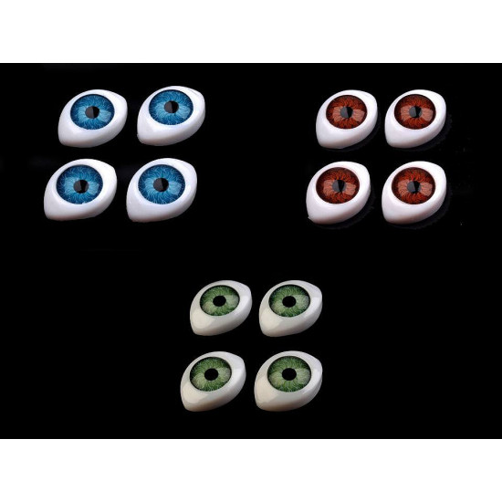 Oval plastic doll eyes 12x17 mm - Green (20 Pieces)