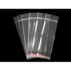 Torebki foliowe z paskiem klejącym i zawieszką 6x15 cm - Transparent (100 Sztuki)