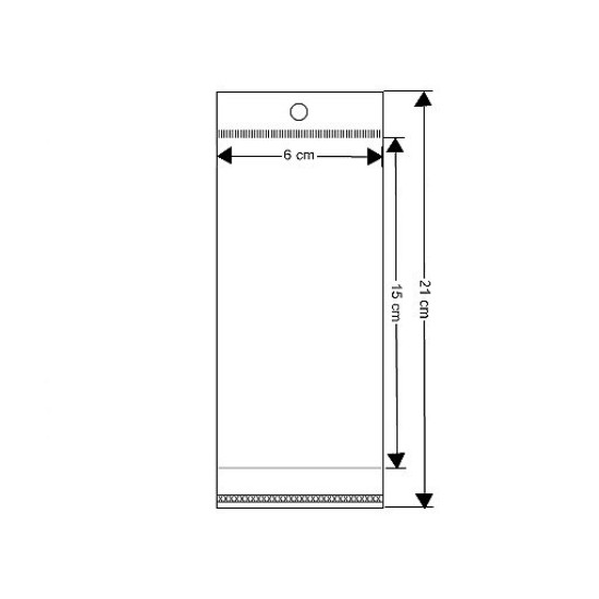 Torebki foliowe z paskiem klejącym i zawieszką 6x15 cm - Transparent (100 Sztuki) Torebki foliowe z paskiem klejącym i zawieszką 6x15 cm - Transparent (100 Sztuki)