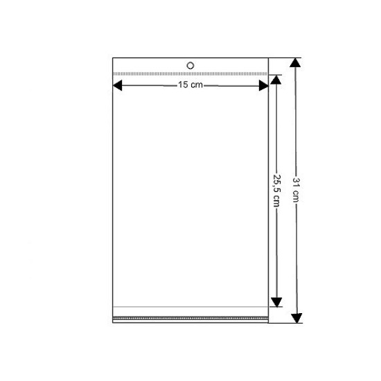Torebki foliowe z paskiem klejącym i zawieszką 15x25,5 cm - Transparent (2000 Sztuki) Torebki foliowe z paskiem klejącym i zawieszką 15x25,5 cm - Transparent (2000 Sztuki)
