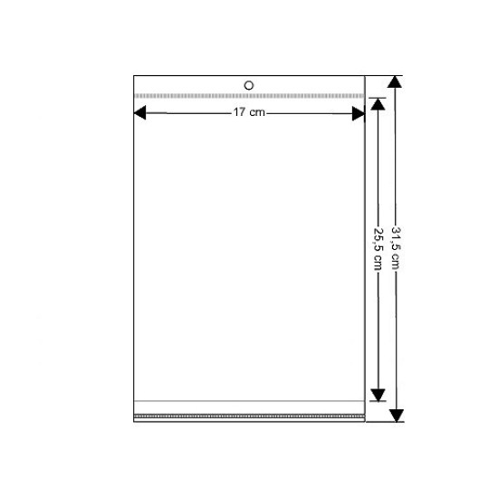 Torebki foliowe z paskiem klejącym i zawieszką 17x25,5 - 26 cm - Transparent (500 Sztuki) Torebki foliowe z paskiem klejącym i zawieszką 17x25,5 - 26 cm - Transparent (500 Sztuki)